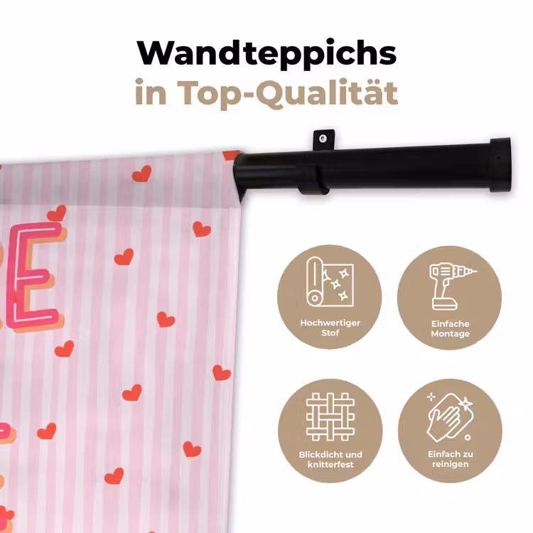 Amore vita sole - Roze - Hartjes Wandkleed katoen klein -tsfeer2_DE