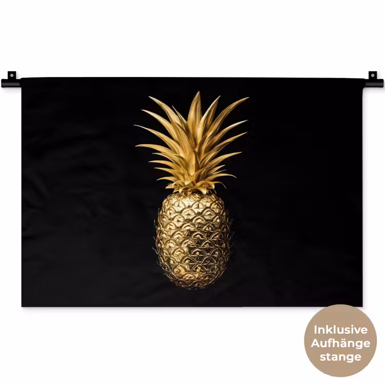 Ananas - Zwart - Goud - Luxe Wandkleed katoen klein -t3d_DE