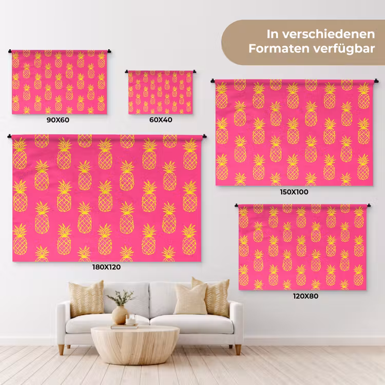 Ananas - Trendy - Roze Wandkleed katoen klein 269 -tsfeer8_DE