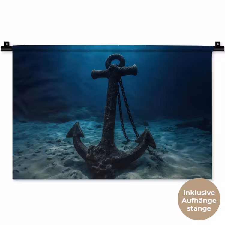 Anker - Ijzer - Zeebodem - Zand Wandkleed katoen klein -t3d_DE