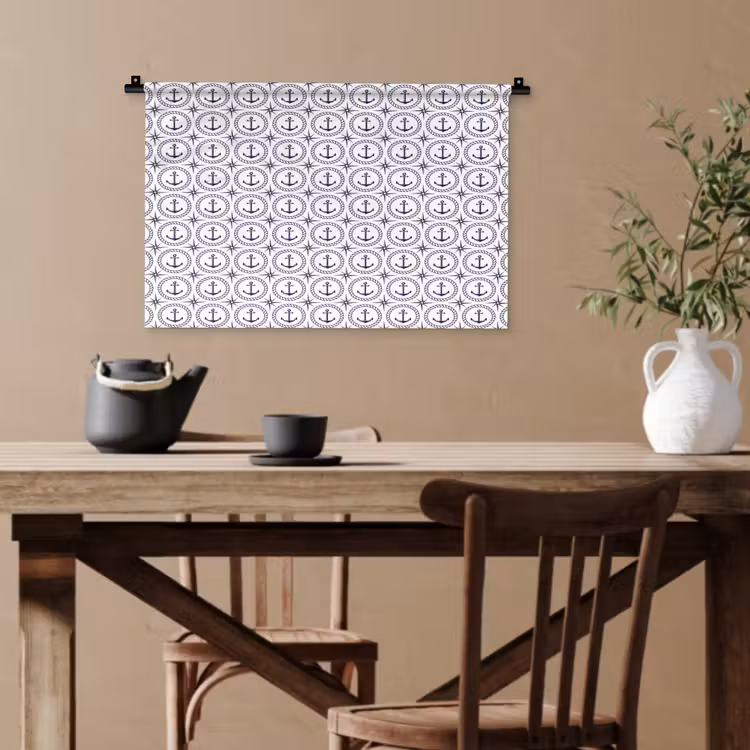 Anker - Haven - Blauw - Wit Wandkleed katoen klein 269 -sfeer6