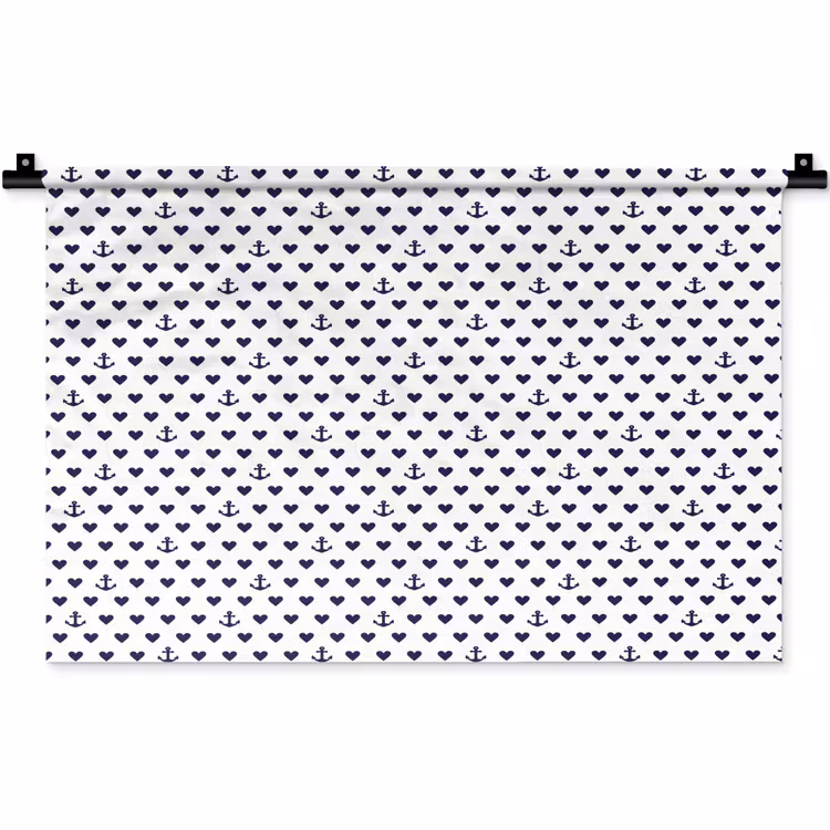 Anker - Hart - Blauw - Wit Wandkleed katoen klein 269 -zz3d