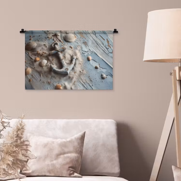 Anker - Hout - Schelpen - Zand Wandkleed katoen klein -sfeer4