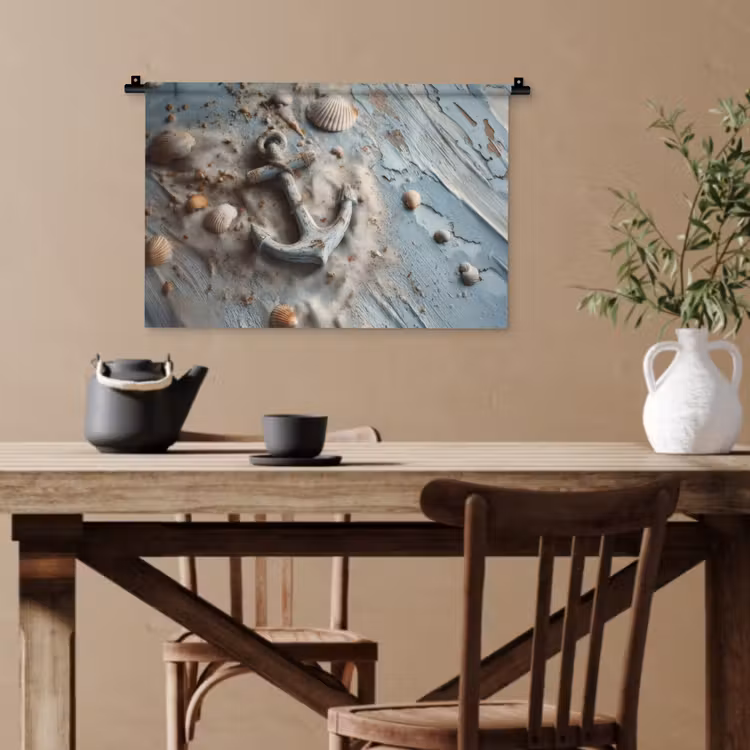 Anker - Hout - Schelpen - Zand Wandkleed katoen klein -sfeer6