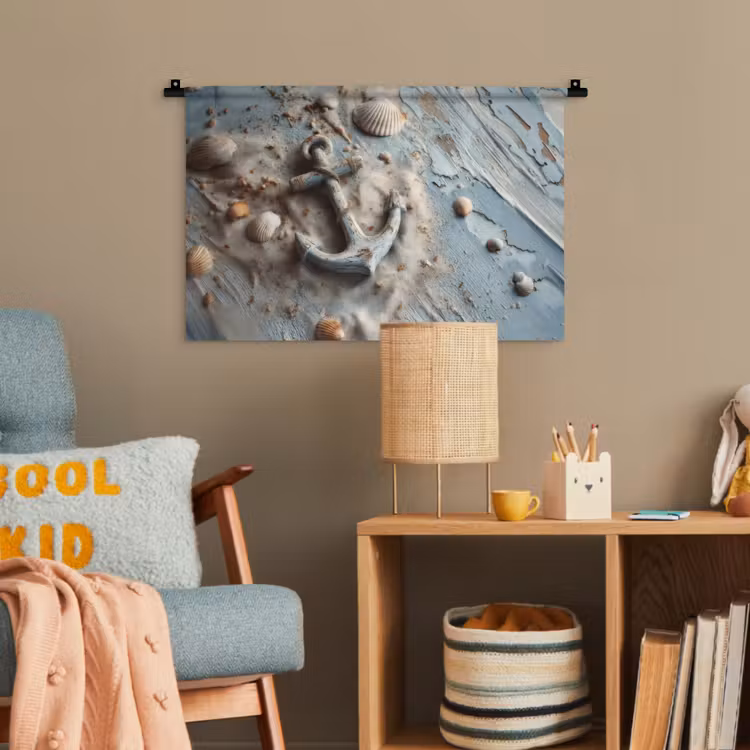 Anker - Hout - Schelpen - Zand Wandkleed katoen klein -wsfeer4_kind