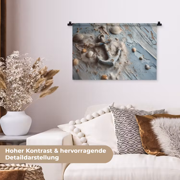 Anker - Hout - Schelpen - Zand Wandkleed katoen klein -tsfeer1_DE