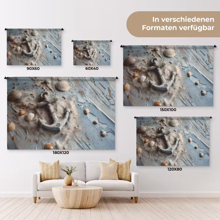 Anker - Hout - Schelpen - Zand Wandkleed katoen klein -tsfeer8_DE