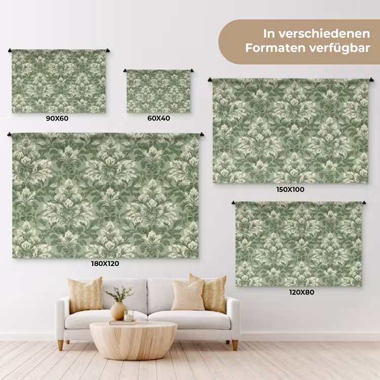 Sierlijk - Lichtgroen - Planten - Patroon - Getailleerd Wandkleed katoen klein 269 -tsfeer8_DE