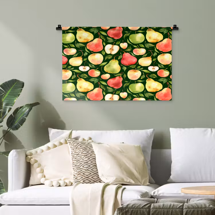 Appels - Peren - Fruit - Groen Wandkleed katoen klein 269 -sfeer7