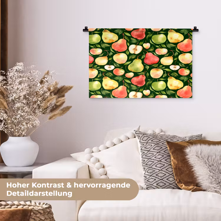 Appels - Peren - Fruit - Groen Wandkleed katoen klein 269 -tsfeer1_DE