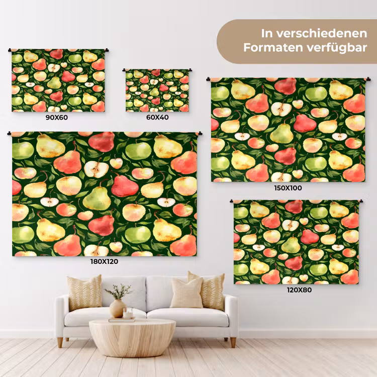 Appels - Peren - Fruit - Groen Wandkleed katoen klein 269 -tsfeer8_DE