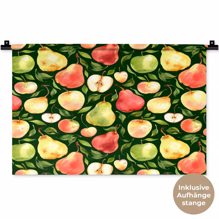 Appels - Peren - Fruit - Groen Wandkleed katoen klein 269 -t3d_DE