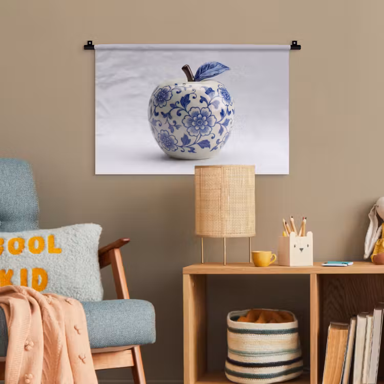Appel - Blauw - Klassiek Wandkleed katoen klein -wsfeer4_kind