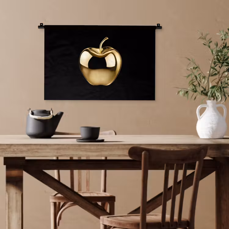 Appel - Goud - Chrome - Zwart Wandkleed katoen klein -sfeer6
