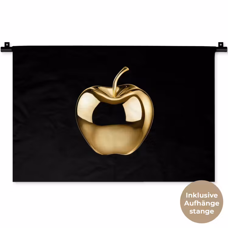 Appel - Goud - Chrome - Zwart Wandkleed katoen klein -t3d_DE