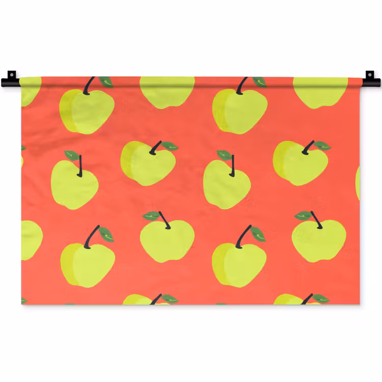 Appels - Modern - Groen Wandkleed katoen klein 269 -zz3d