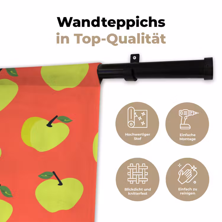 Appels - Modern - Groen Wandkleed katoen klein 269 -tsfeer2_DE