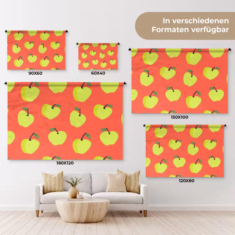 Appels - Modern - Groen Wandkleed katoen klein 269 -tsfeer8_DE