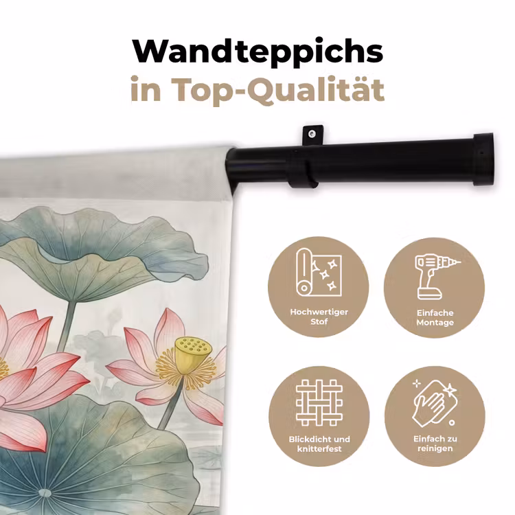 Aquarel - Lotusbloemen - Kleurrijk Wandkleed katoen klein -tsfeer2_DE