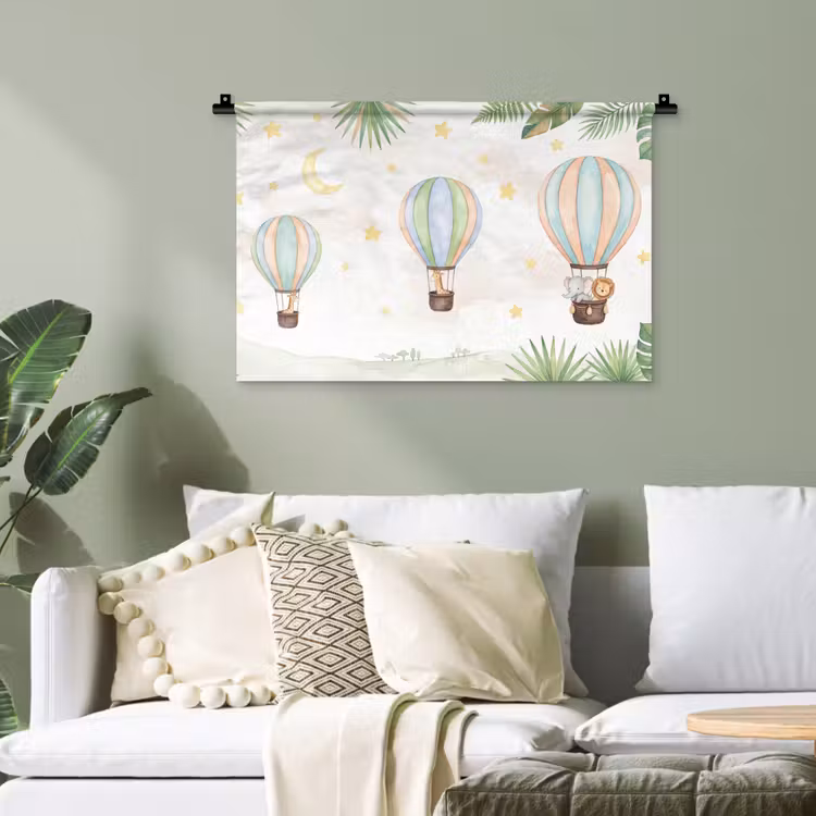 Aquarel - Luchtballonnen - Pastel Wandkleed katoen klein -sfeer7