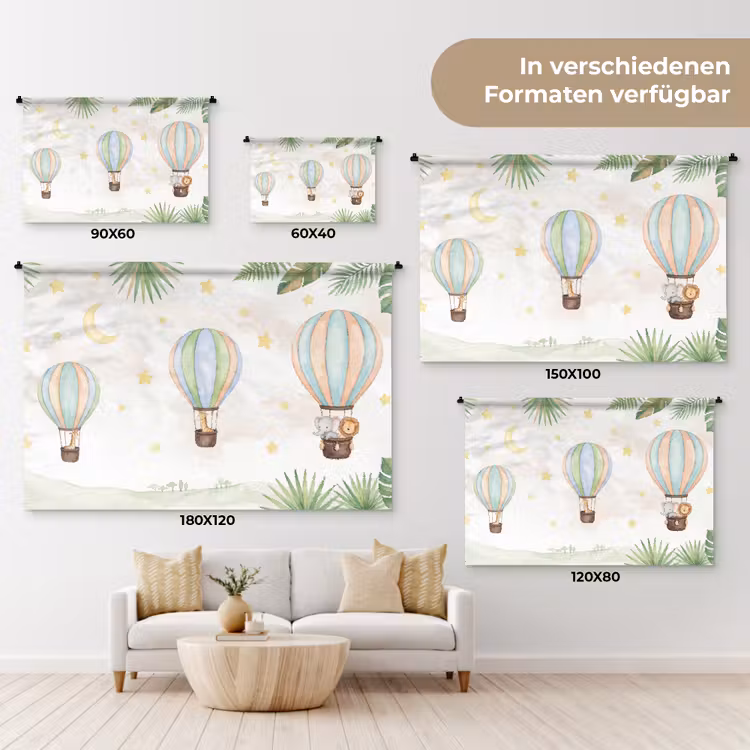 Aquarel - Luchtballonnen - Pastel Wandkleed katoen klein -tsfeer8_DE