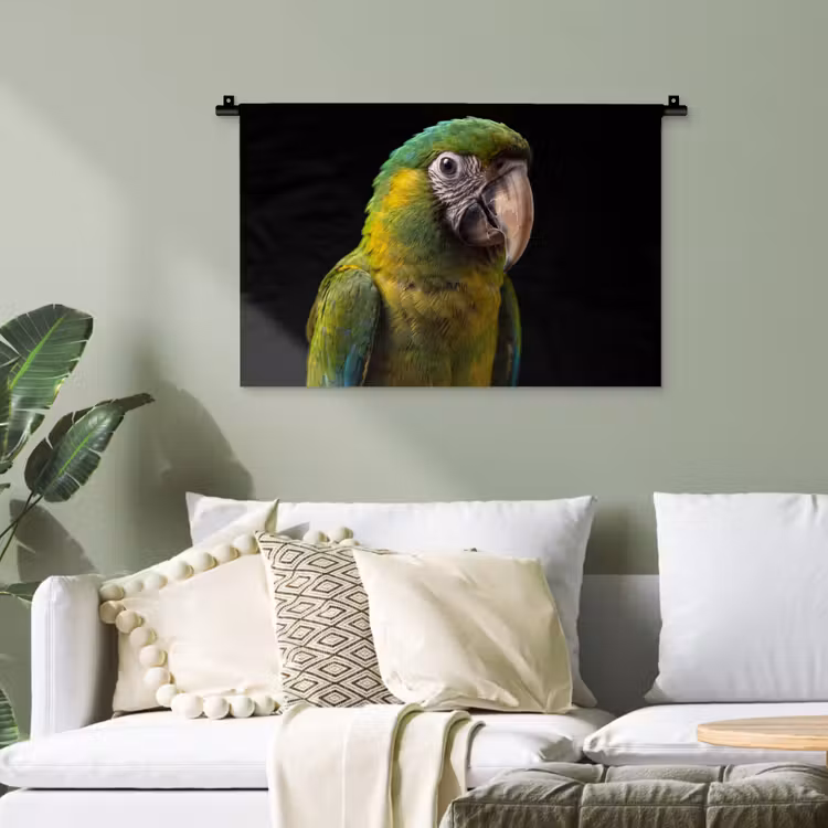 Ara - Portret - Groen Wandkleed katoen klein -sfeer7