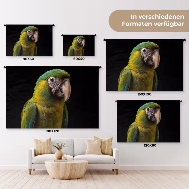 Ara - Portret - Groen Wandkleed katoen klein -tsfeer8_DE