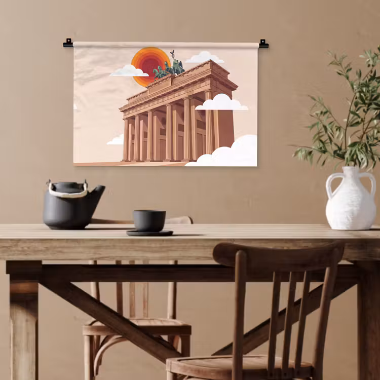 Architectuur - Brandenburg - Berlijn - Zonsondergang - Historisch Wandkleed katoen klein -sfeer6