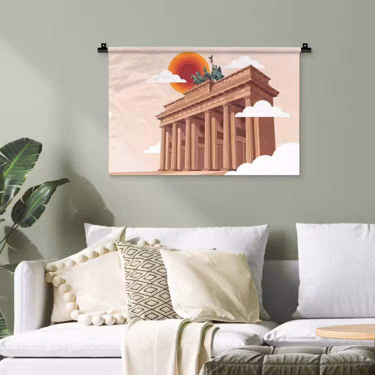 Architectuur - Brandenburg - Berlijn - Zonsondergang - Historisch Wandkleed katoen klein -sfeer7