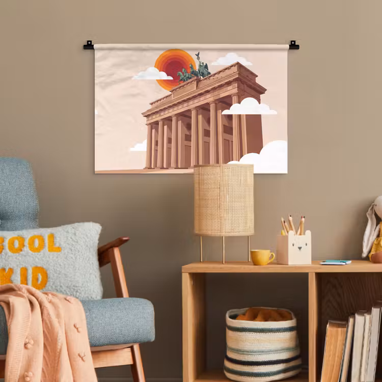Architectuur - Brandenburg - Berlijn - Zonsondergang - Historisch Wandkleed katoen klein -wsfeer4_kind