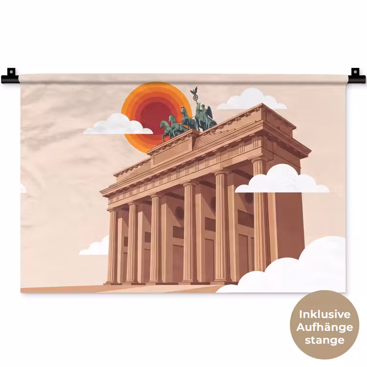 Architectuur - Brandenburg - Berlijn - Zonsondergang - Historisch Wandkleed katoen klein -t3d_DE