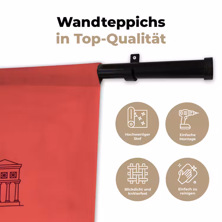 Architectuur - Boekarest - Stedelijk - Lijntekening - Rood Wandkleed katoen klein -tsfeer2_DE