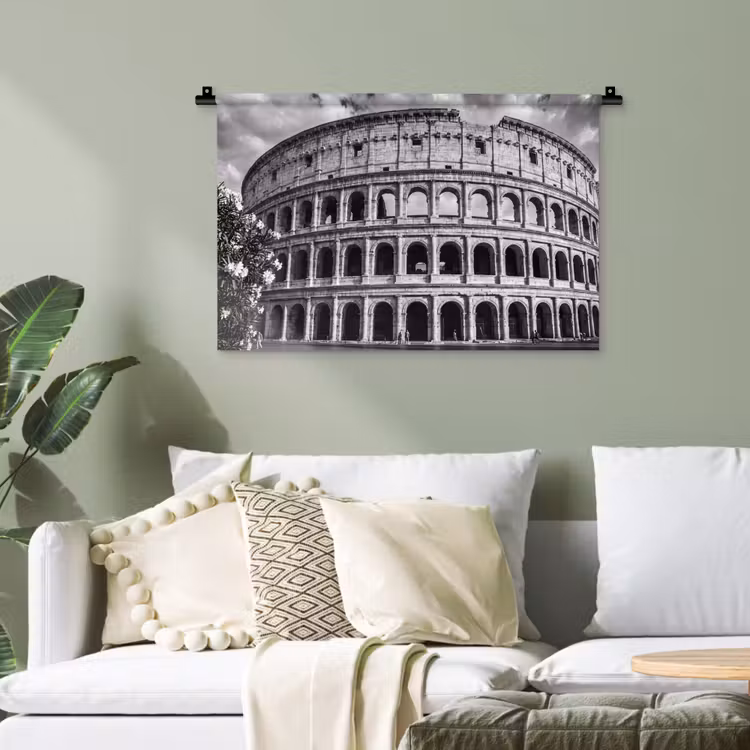 Architectuur - Colosseum - Rome - Historisch - Zwart-wit Wandkleed katoen klein -sfeer7