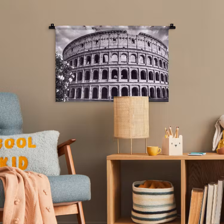 Architectuur - Colosseum - Rome - Historisch - Zwart-wit Wandkleed katoen klein -wsfeer4_kind