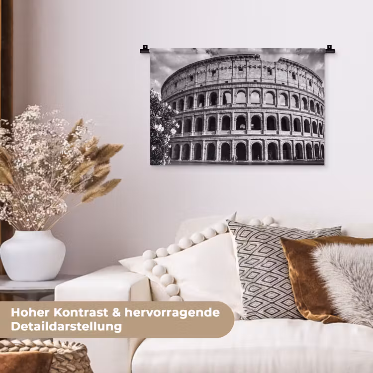 Architectuur - Colosseum - Rome - Historisch - Zwart-wit Wandkleed katoen klein -tsfeer1_DE