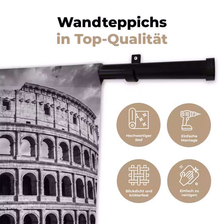 Architectuur - Colosseum - Rome - Historisch - Zwart-wit Wandkleed katoen klein -tsfeer2_DE
