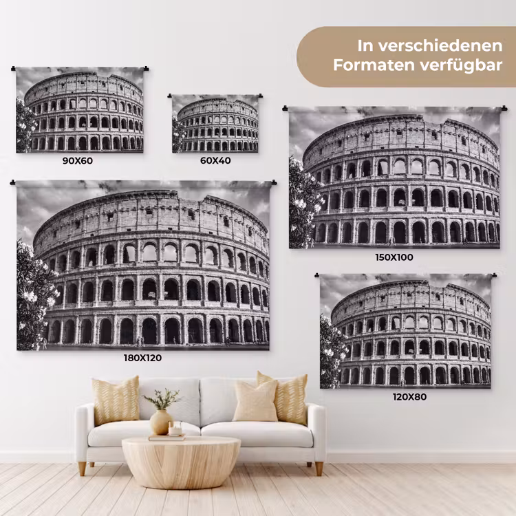 Architectuur - Colosseum - Rome - Historisch - Zwart-wit Wandkleed katoen klein -tsfeer8_DE