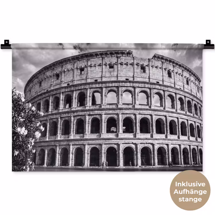 Architectuur - Colosseum - Rome - Historisch - Zwart-wit Wandkleed katoen klein -t3d_DE