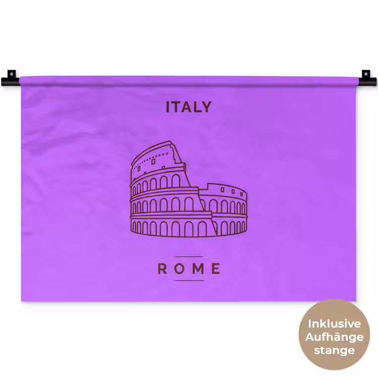 Architectuur - Colosseum - Rome - Minimalistisch - Paars Wandkleed katoen klein -t3d_DE