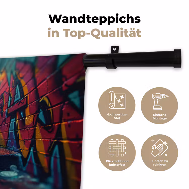 Architectuur - Neon - Trap - Graffiti Wandkleed katoen klein -tsfeer2_DE