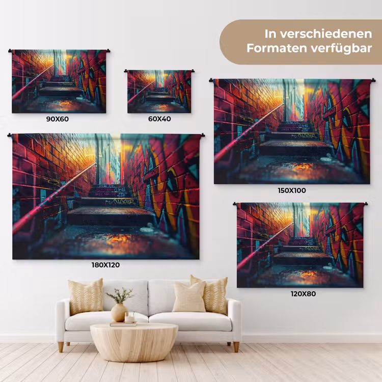 Architectuur - Neon - Trap - Graffiti Wandkleed katoen klein -tsfeer8_DE