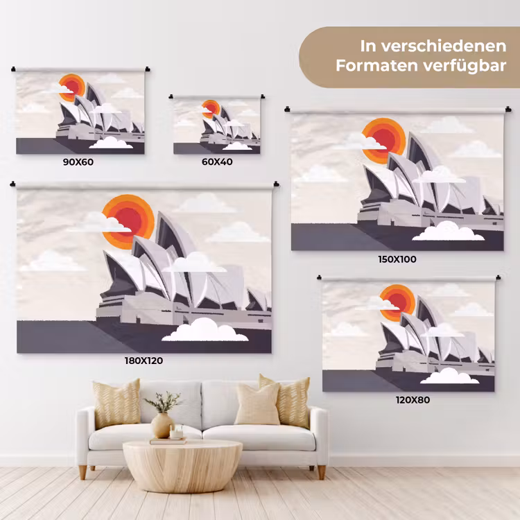 Architectuur - Stadsgezicht - Modern - Grijs - Oranje Wandkleed katoen klein -tsfeer8_DE