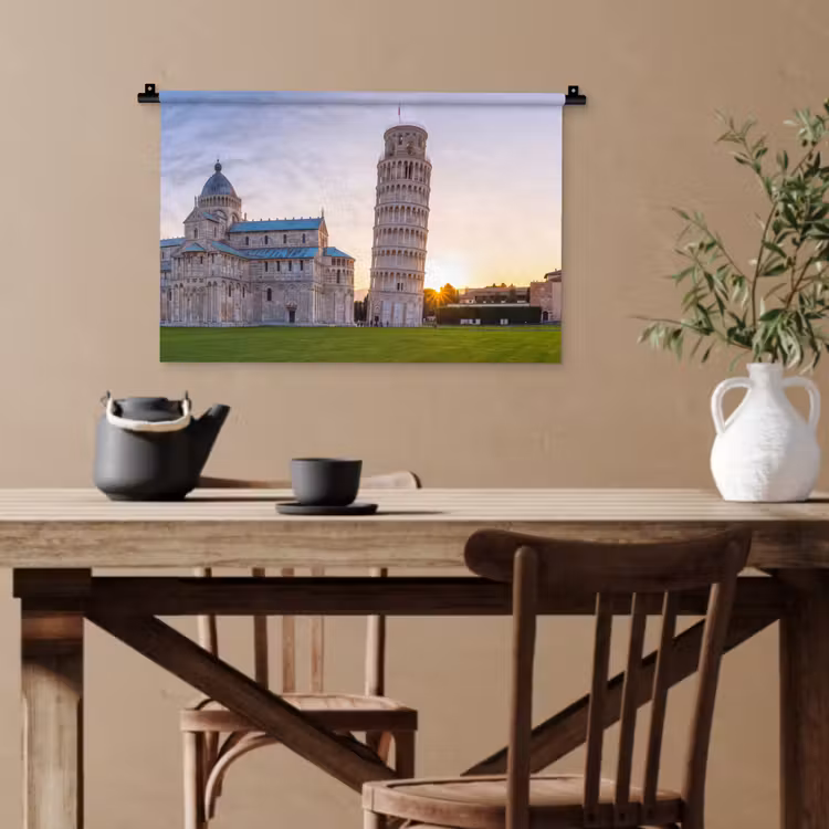 Architectuur - Toren - Pisa - Italië - Zonsondergang Wandkleed katoen klein -sfeer6
