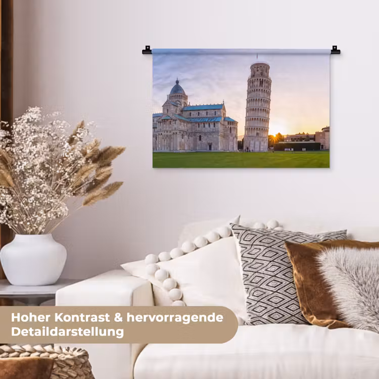 Architectuur - Toren - Pisa - Italië - Zonsondergang Wandkleed katoen klein -tsfeer1_DE