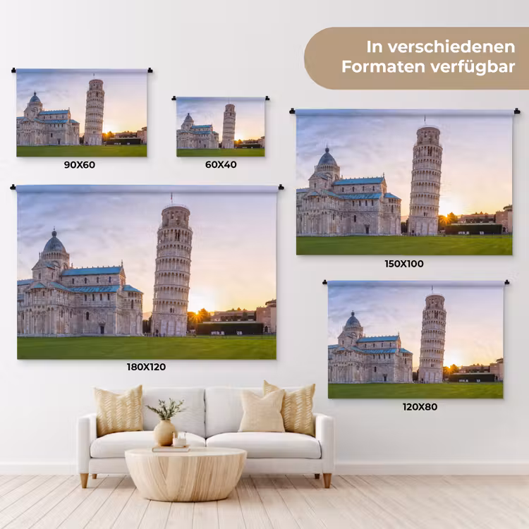 Architectuur - Toren - Pisa - Italië - Zonsondergang Wandkleed katoen klein -tsfeer8_DE