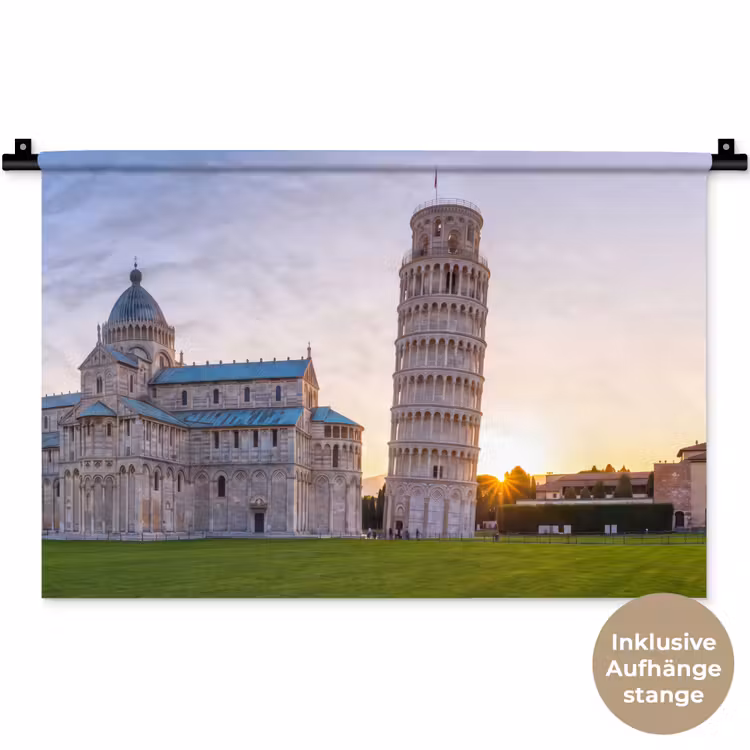 Architectuur - Toren - Pisa - Italië - Zonsondergang Wandkleed katoen klein -t3d_DE