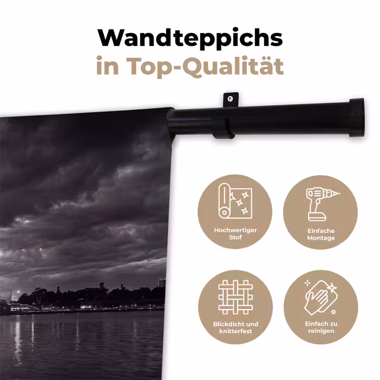 Architectuur - Water - Stad - Modern - Zwart-wit Wandkleed katoen klein -tsfeer2_DE