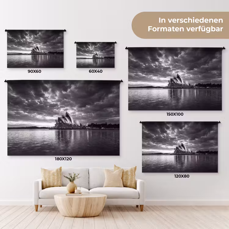 Architectuur - Water - Stad - Modern - Zwart-wit Wandkleed katoen klein -tsfeer8_DE