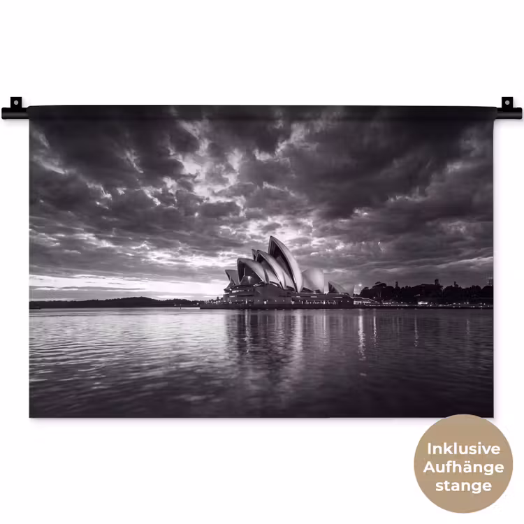 Architectuur - Water - Stad - Modern - Zwart-wit Wandkleed katoen klein -t3d_DE