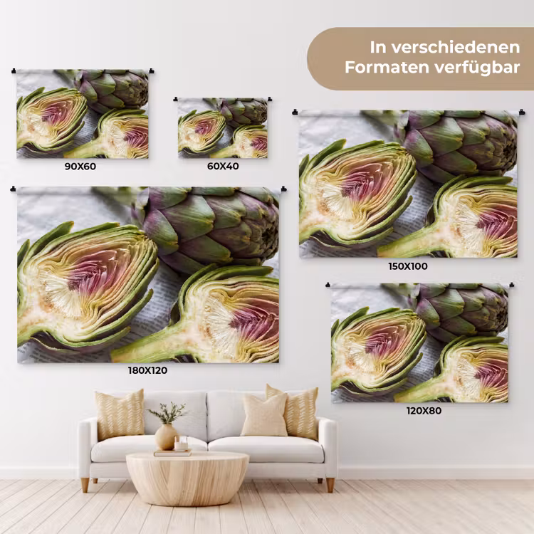 Wandteppich - Artischocke – aufgeschnitten – Essen - Artisjok - Doorgesneden - Eten Wandkleed katoen klein
